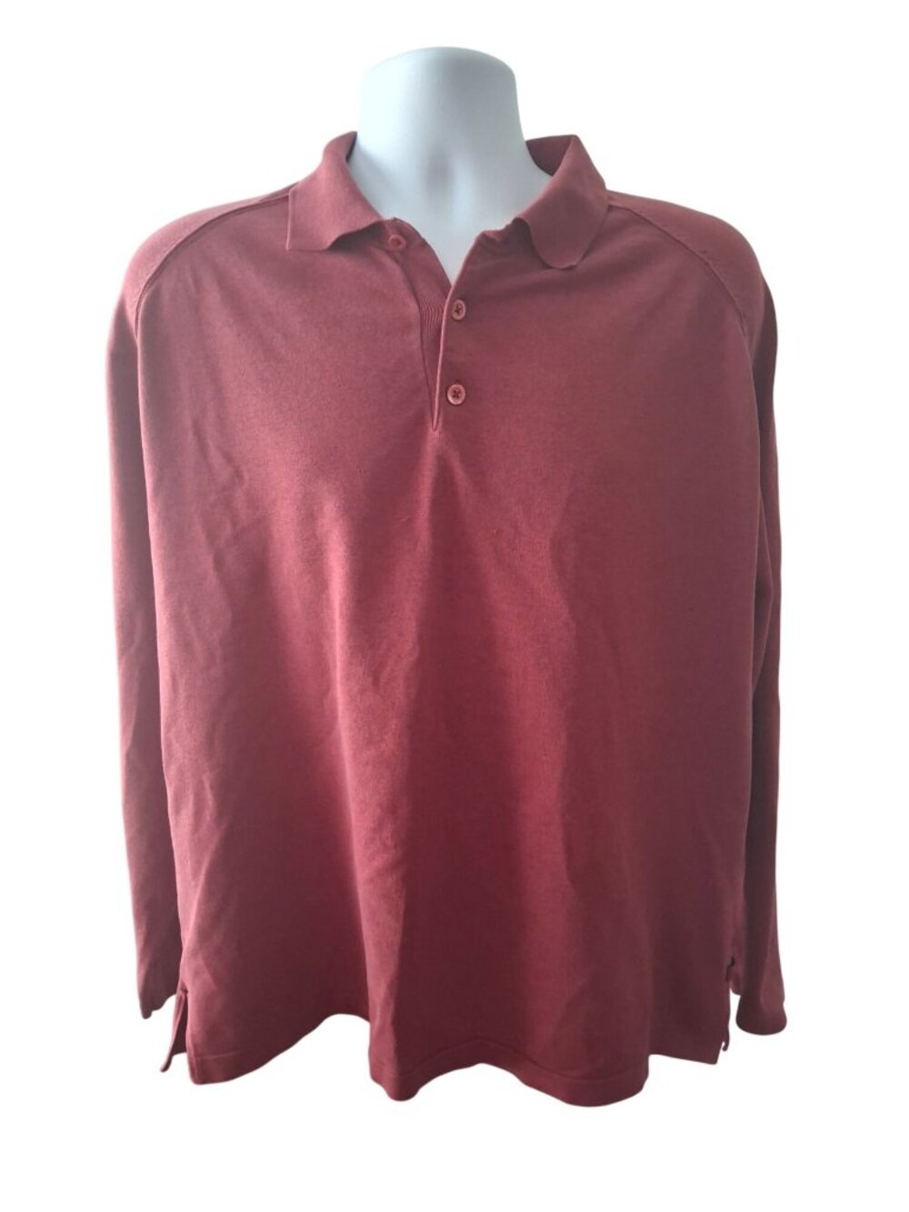 Tommy Bahama Mens L Burgundy Silk Blend Long Sleeve Polo Shirt Preppy Golf